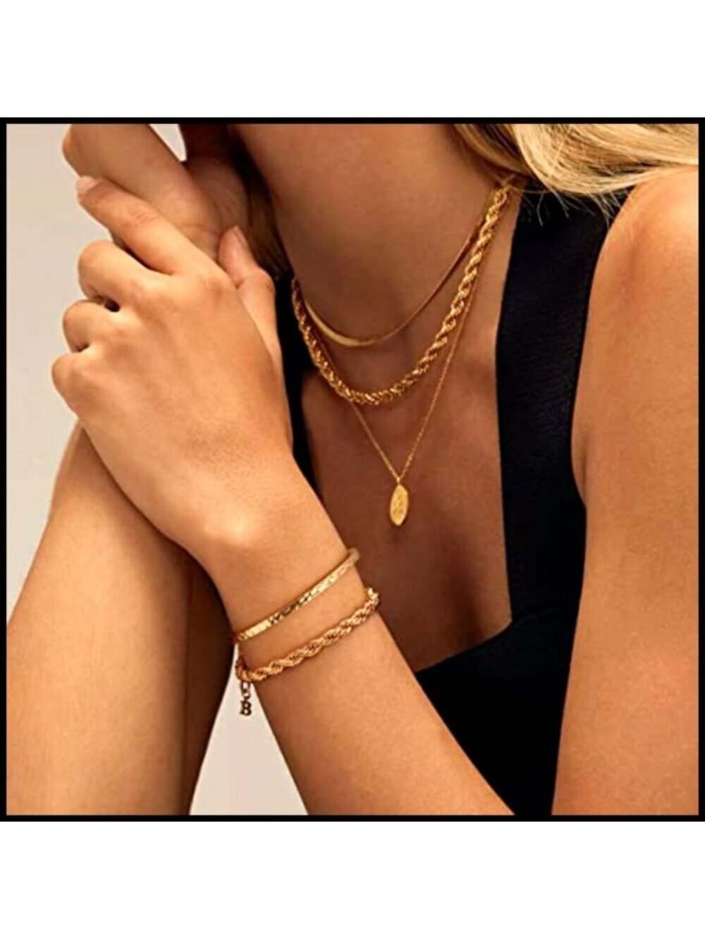 Dainty Gold Cuff Bracelet Minimalist Delicate Thin Bangle Hook 18K Plated - Picture 6 of 7